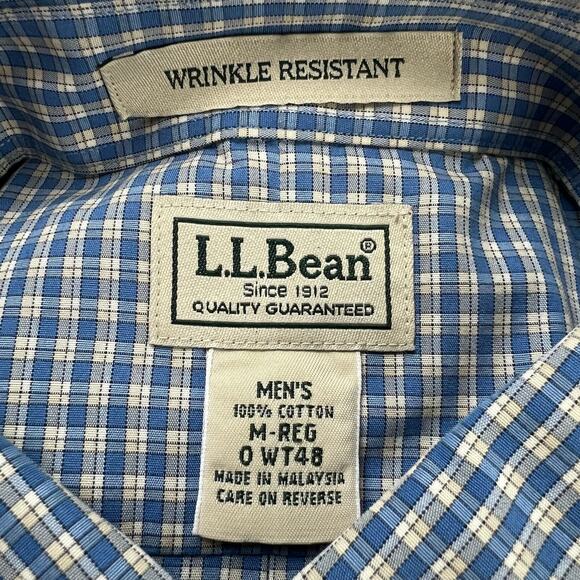 L.L. Bean Men's size Medium blue Plaid Button Down Shirt - Picture 3 of 9